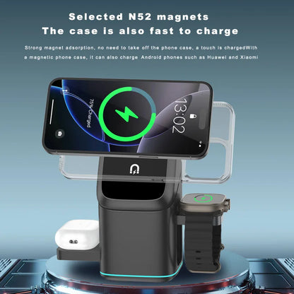 3 in 1 Charging Station Rotating Wireless Charger Stand