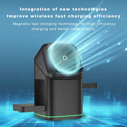 3 in 1 Charging Station Rotating Wireless Charger Stand